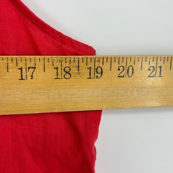 C&C Womens Medium Big Button Front Tank Top Coral Pink 100% Linen Relaxed Fit - Picture 5 of 6